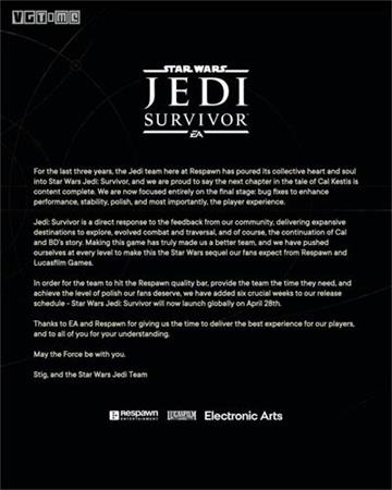 《星球大战绝地：幸存者》延期 于今年4月28日发售