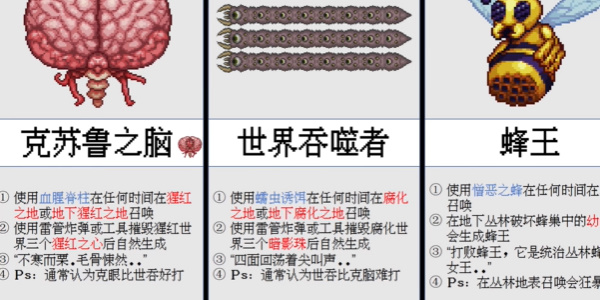 泰拉瑞亚boss顺序和召唤方式